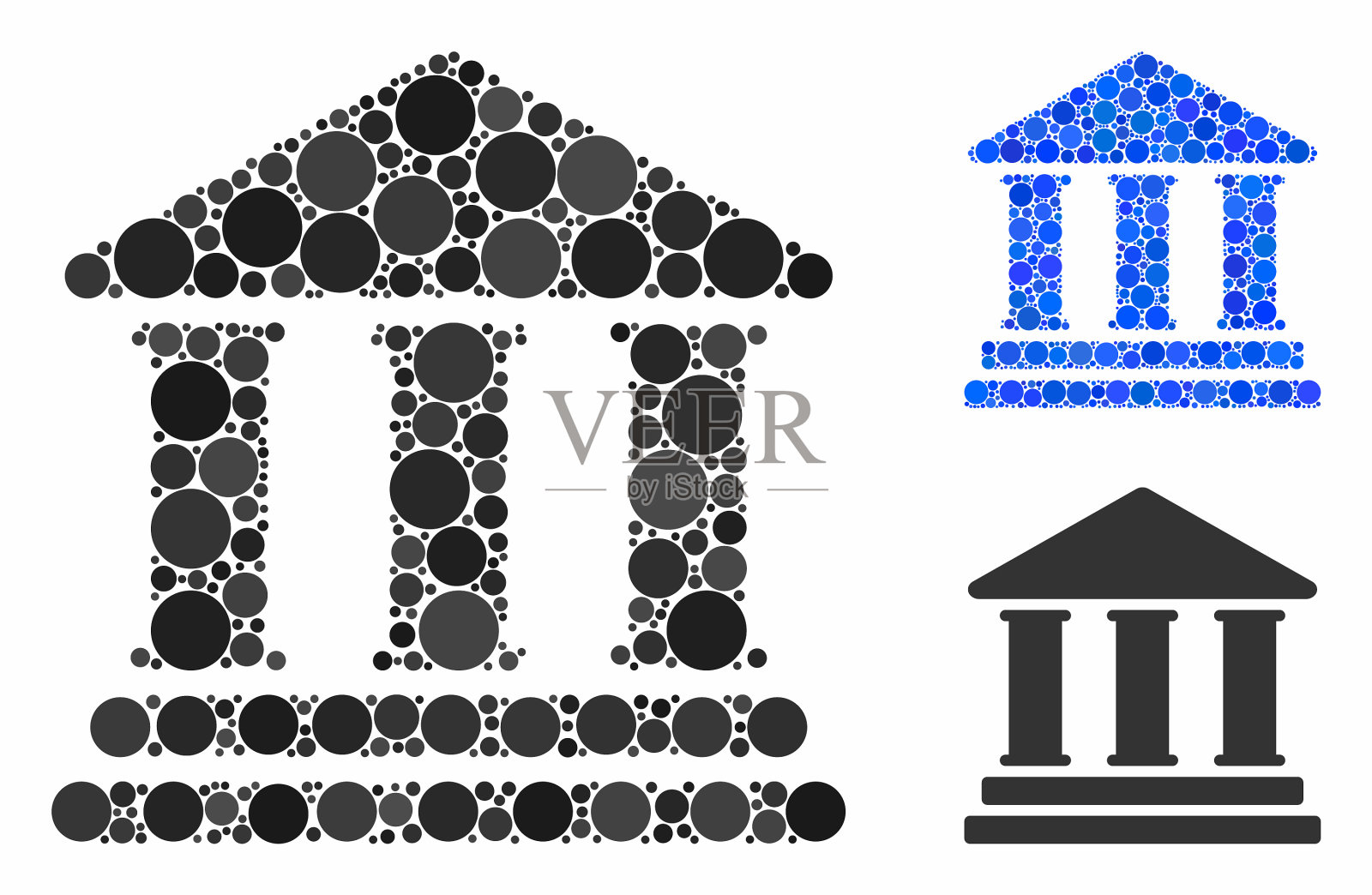 图书馆建筑马赛克图标圈插画图片素材
