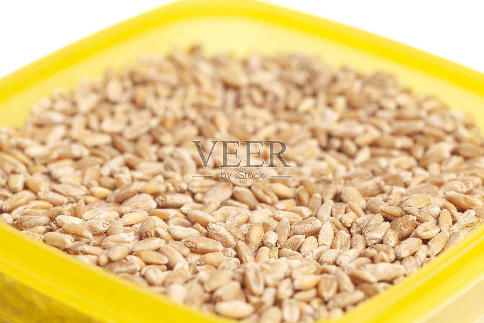 小麦谷粒在碗中孤立在白色背景照片摄影图片