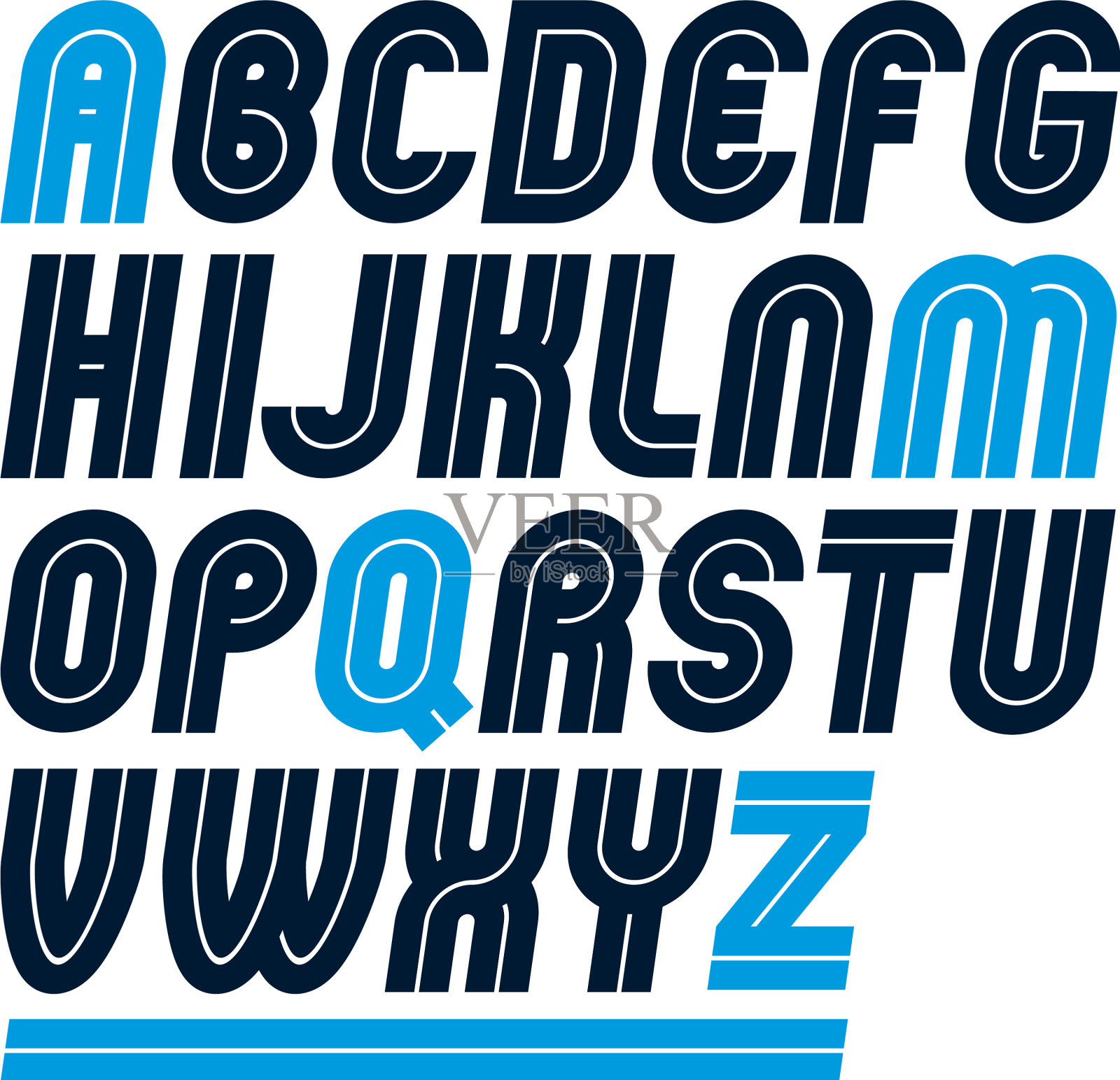 设置圆角粗体大写字母制作插画图片素材