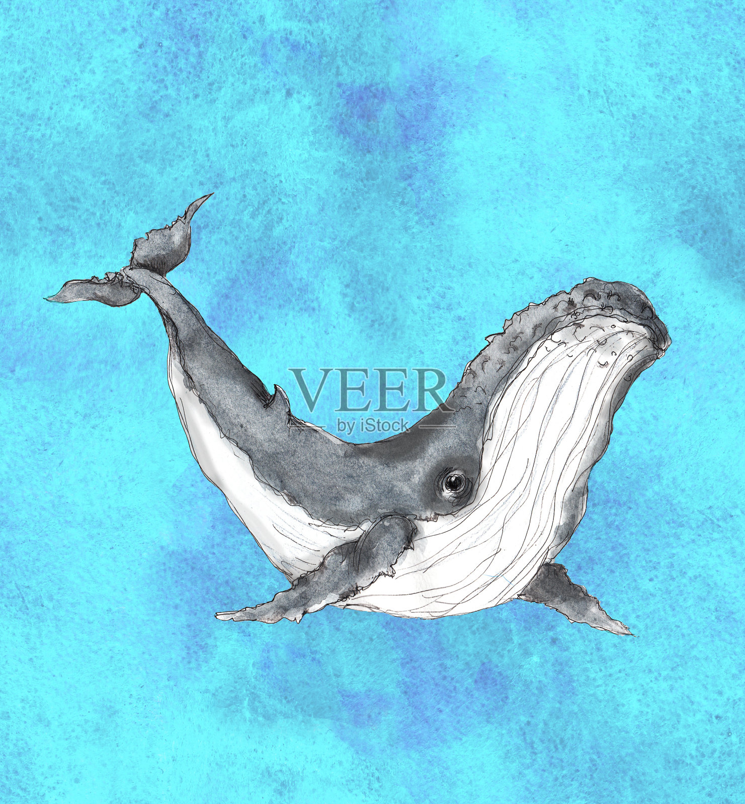 水彩手绘艺术丰富多彩的海底海洋生活插图垃圾背景设计元素图片