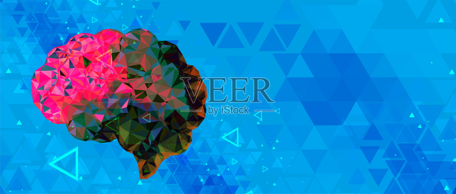 抽象的人类大脑。人工智能技术。科学背景插画图片素材