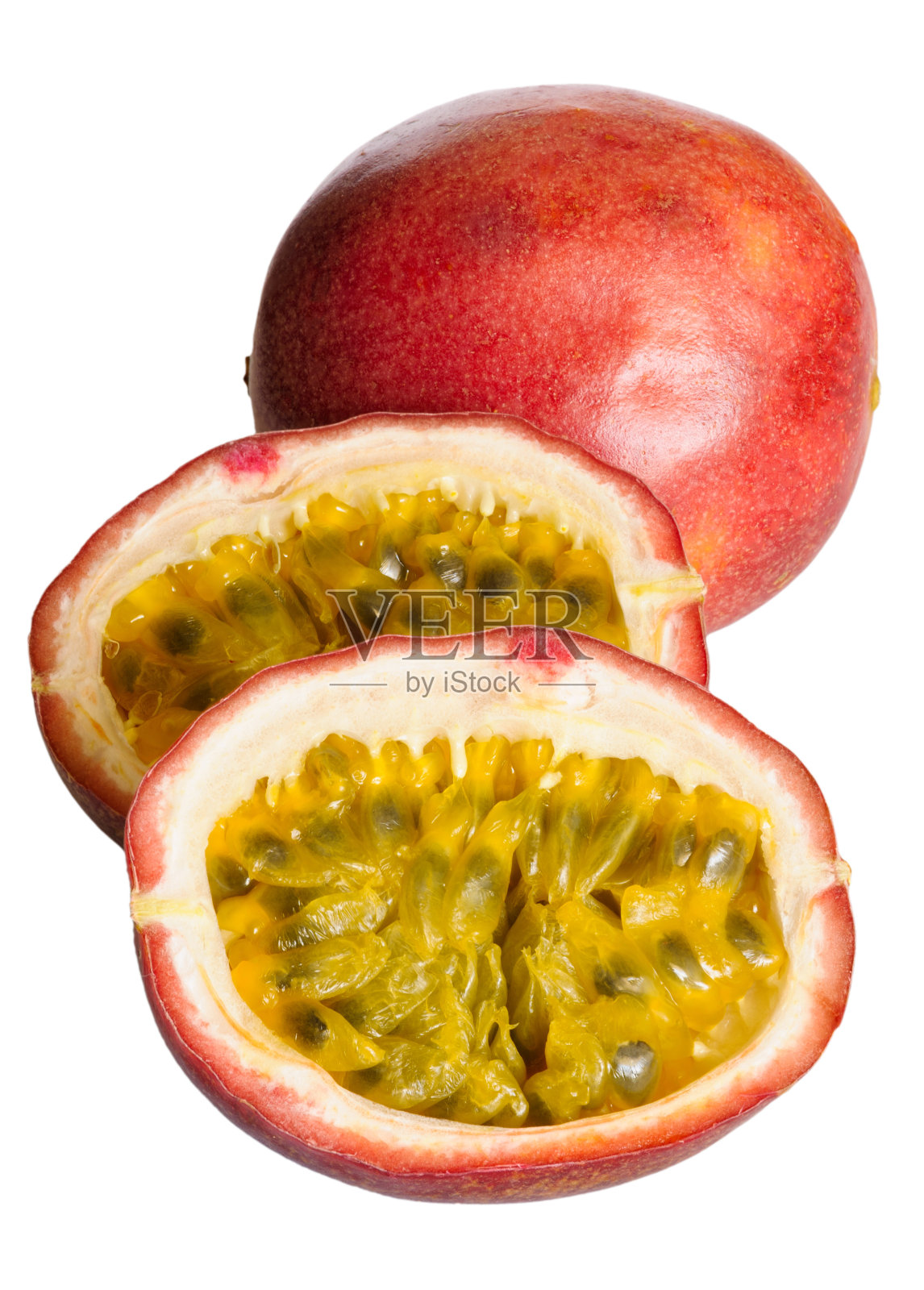 西番莲的果实分离在白色背景上照片摄影图片