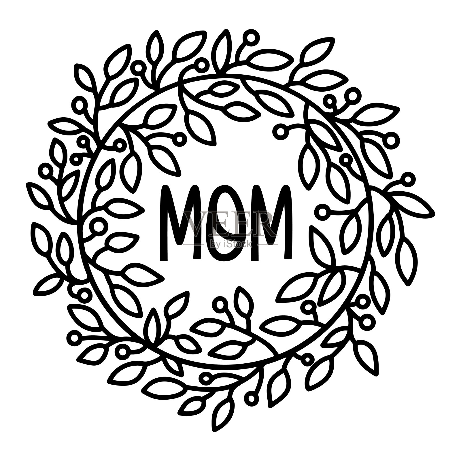 花妈妈引用花圈设计。插画图片素材