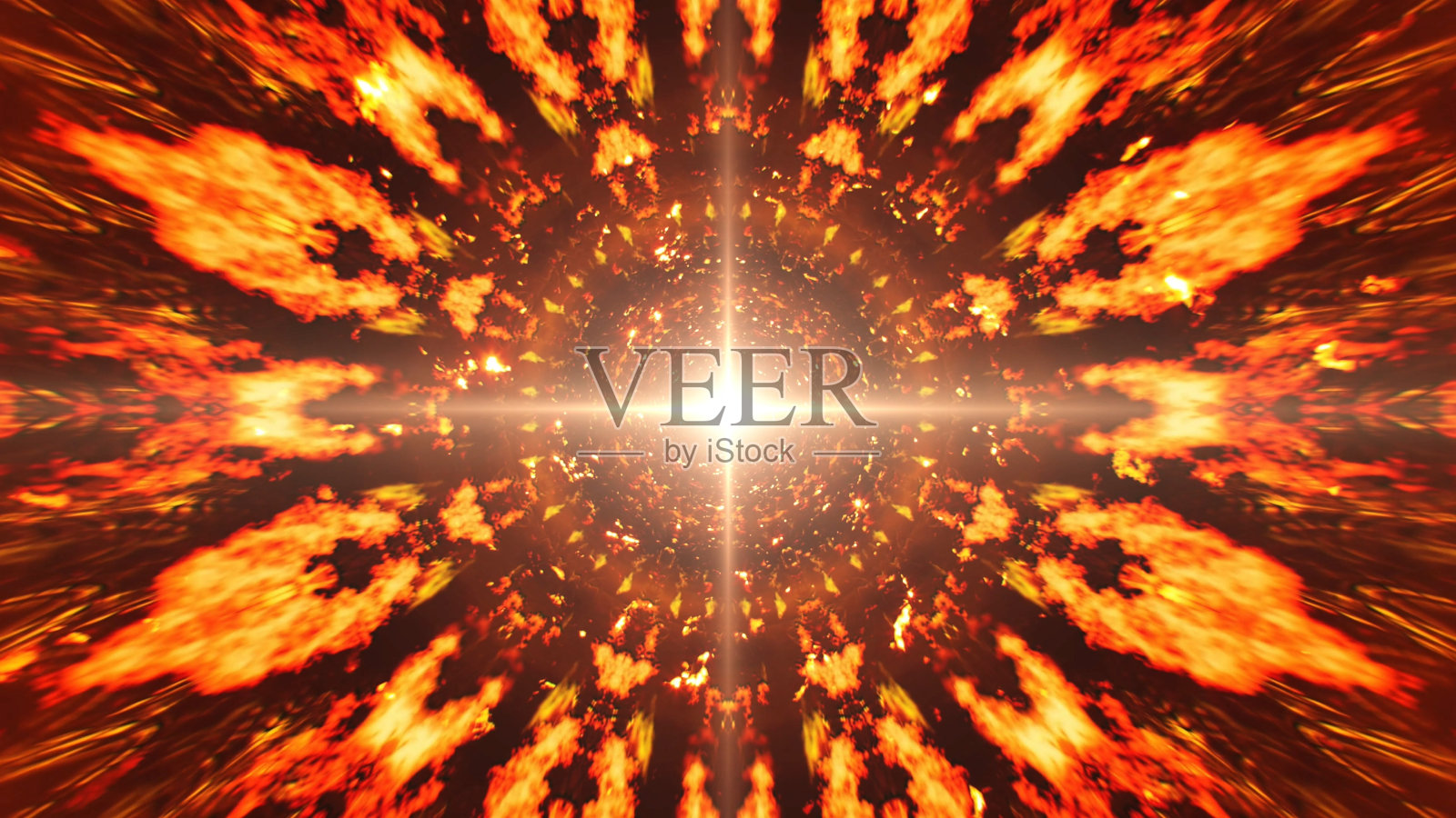 火焰能量隧道中的交叉照明弹照片摄影图片