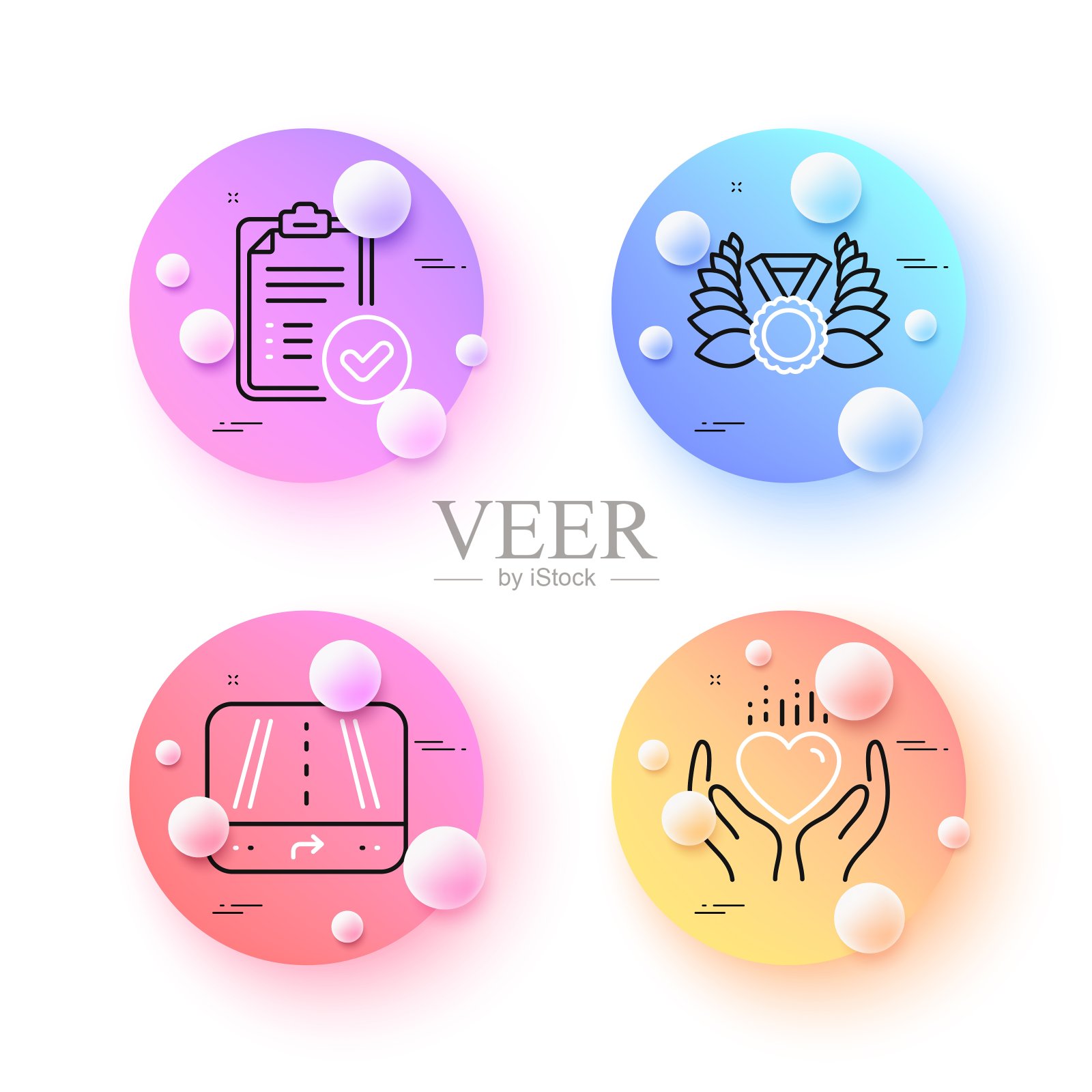 保持镇定，已批准报告和Gps最小线图标。对于web应用程序，打印。向量图标素材