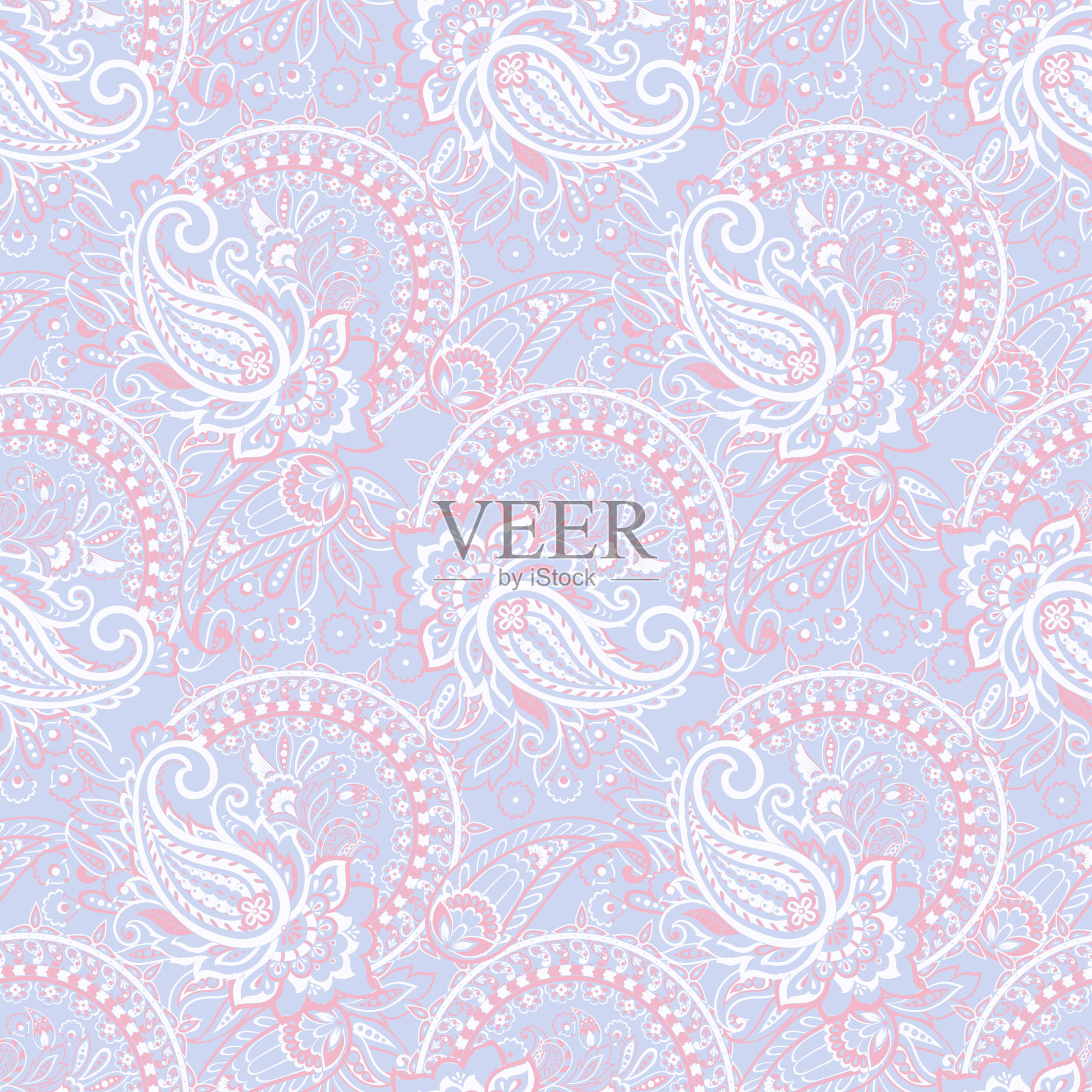 佩斯利花东方民族图案。无缝向量点缀。印度织物图案的装饰图案插画图片素材