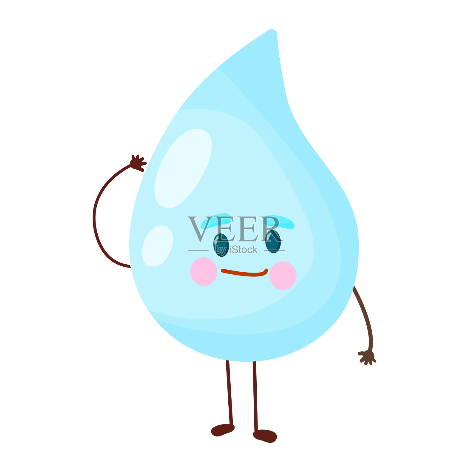 可爱的水滴与微笑的白色背景。卡哇伊。矢量图插画图片素材