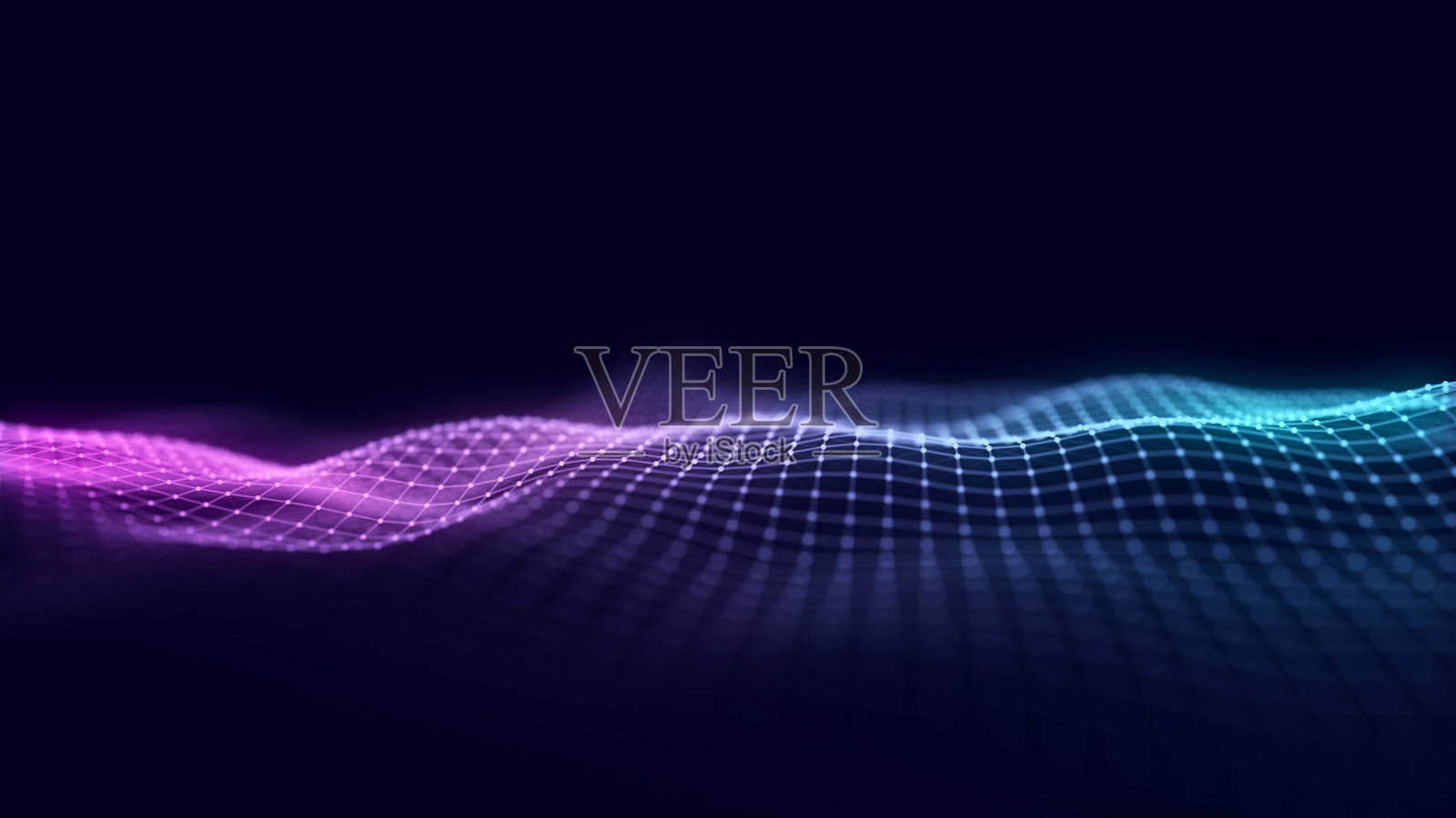 未来移动波。数字背景与移动发光粒子和线。大数据可视化。三维渲染照片摄影图片