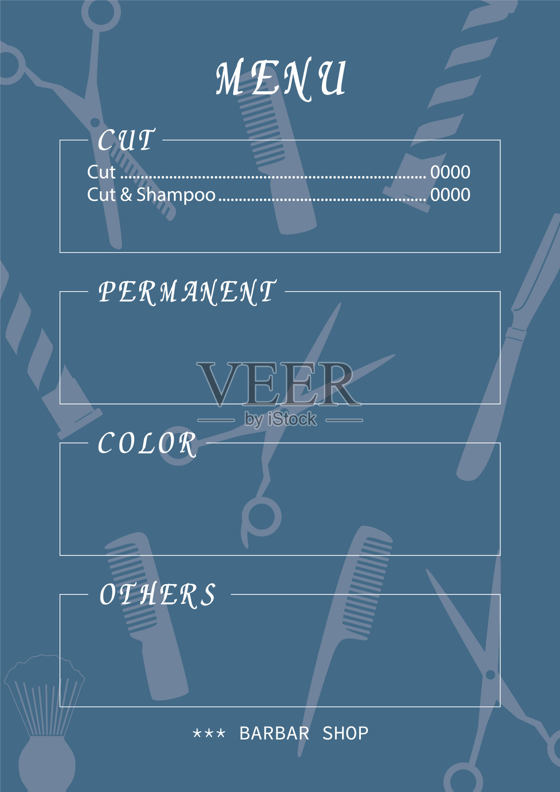 Barber菜单桌模板插画图片素材