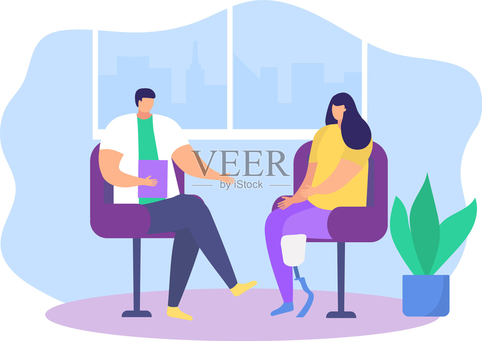 理疗康复援助插画图片素材