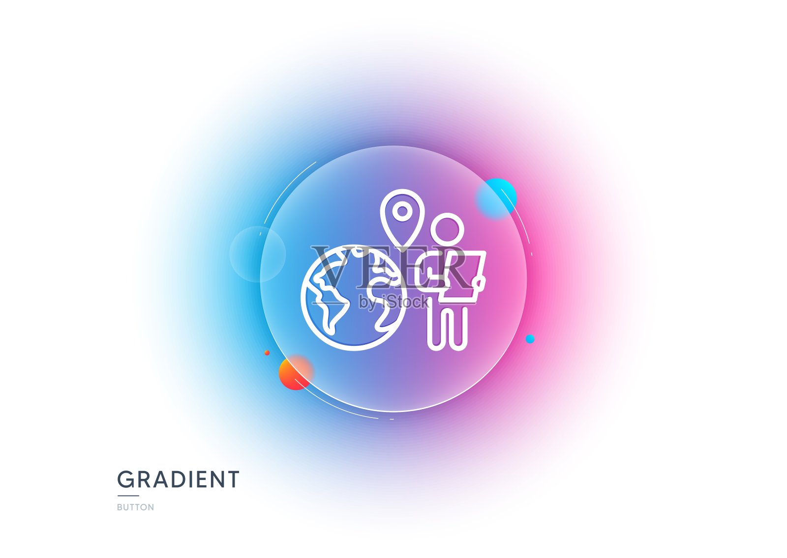 外包工作线图标。自由工作的迹象。梯度模糊按钮。向量插画图片素材