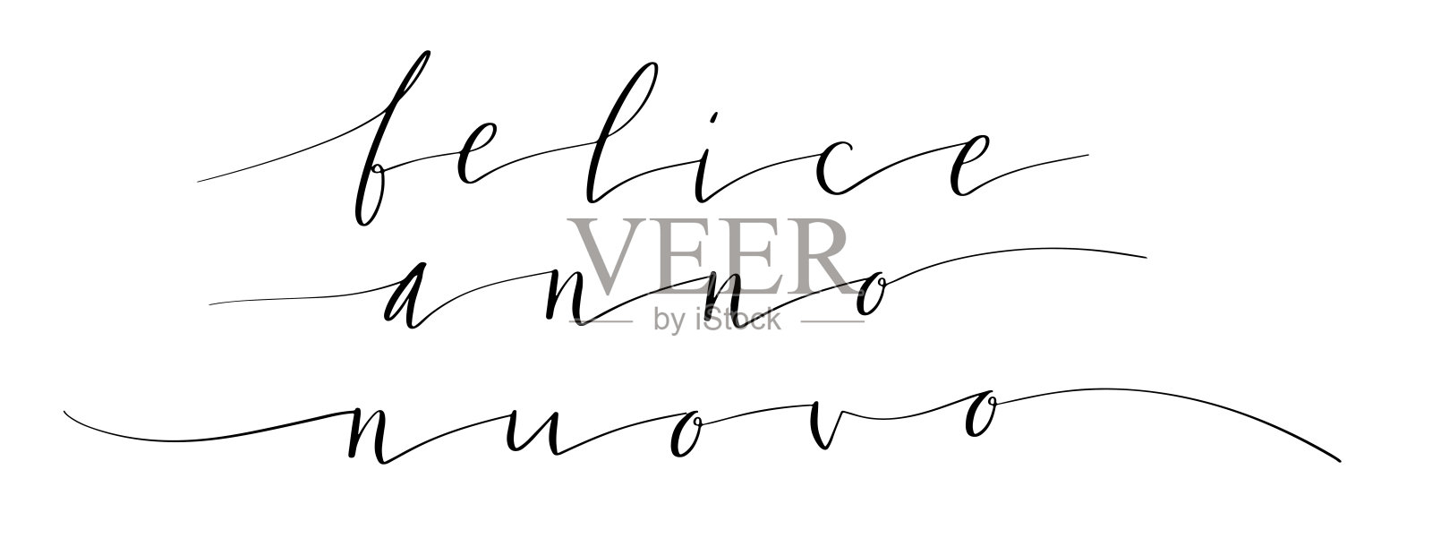 费利斯anno nuovo新年快乐手写字母矢量插图设计元素图片