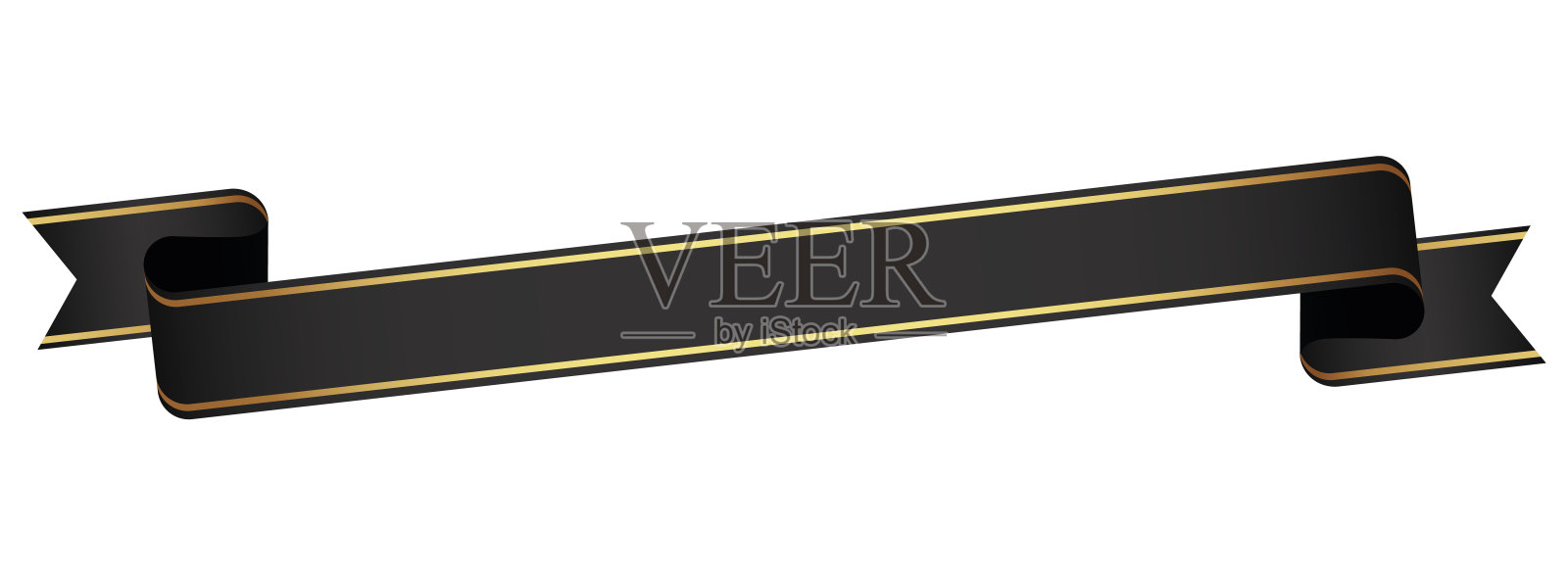 矢量设计元素-黑色彩色复古丝带横幅标签上的白色背景插画图片素材