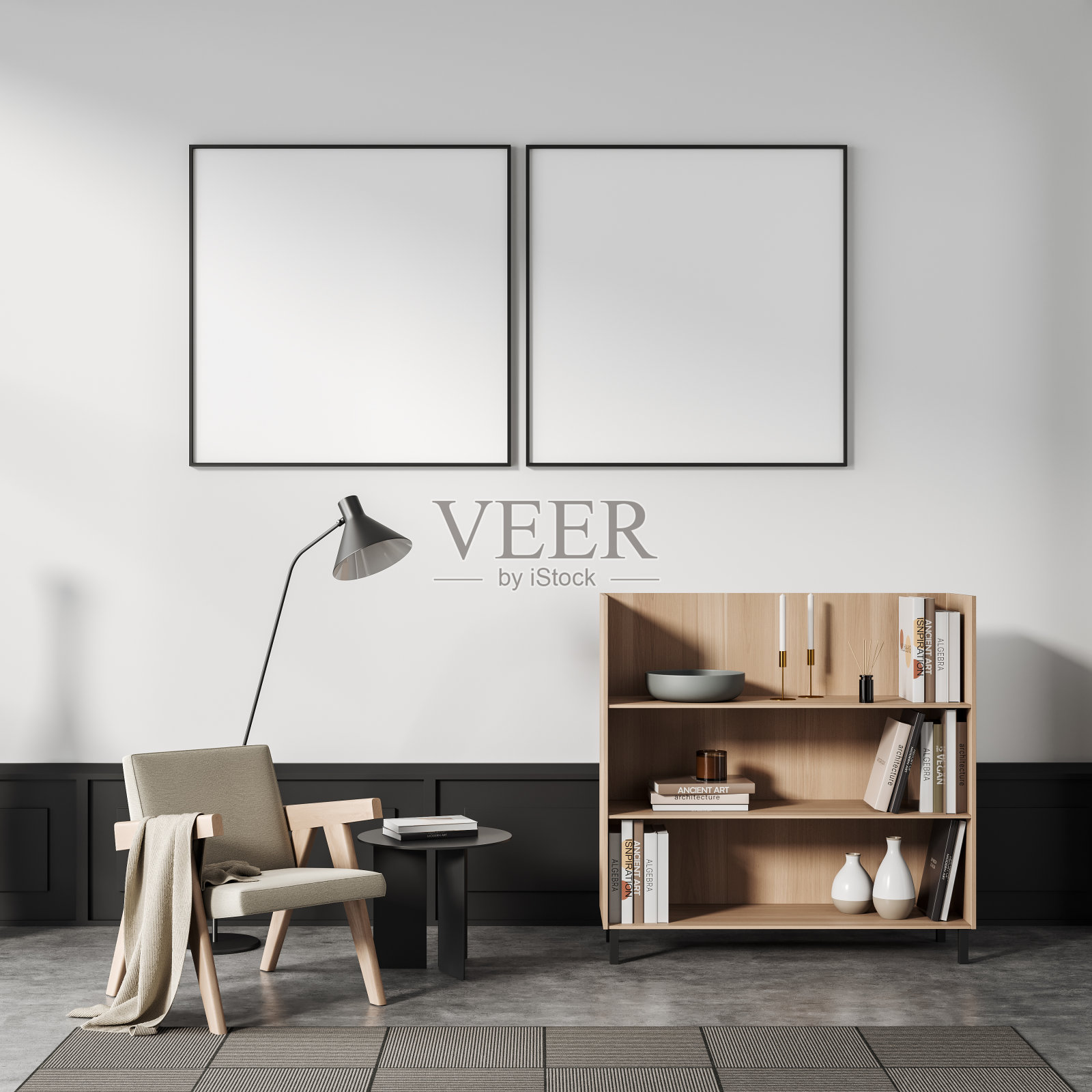 冷藏室内部有椅子和梳妆台。艺术装饰和模型框架照片摄影图片