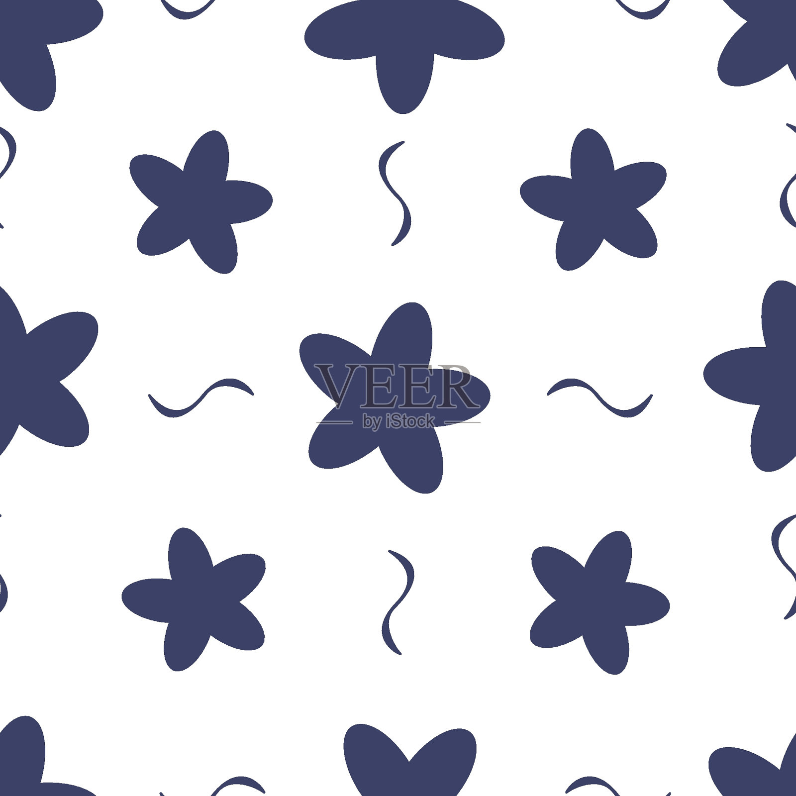 无缝图案与简单的粉彩花婴儿织物插画图片素材