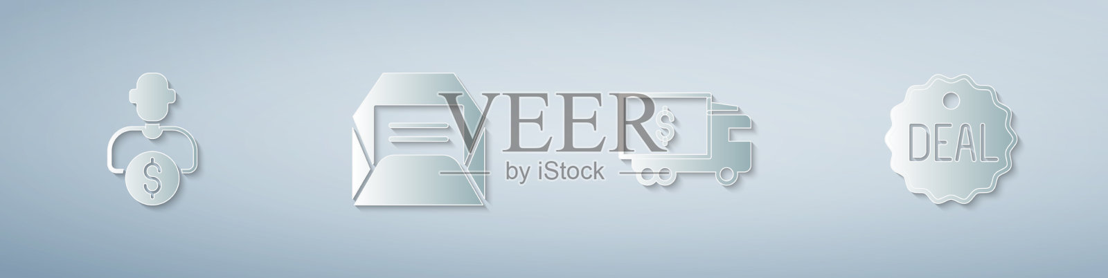 设置商业投资者信封装甲车和图标素材