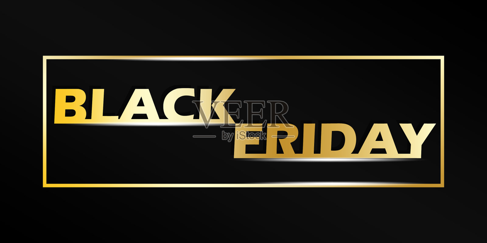黑色星期五标志金框灰全息设计元素图片