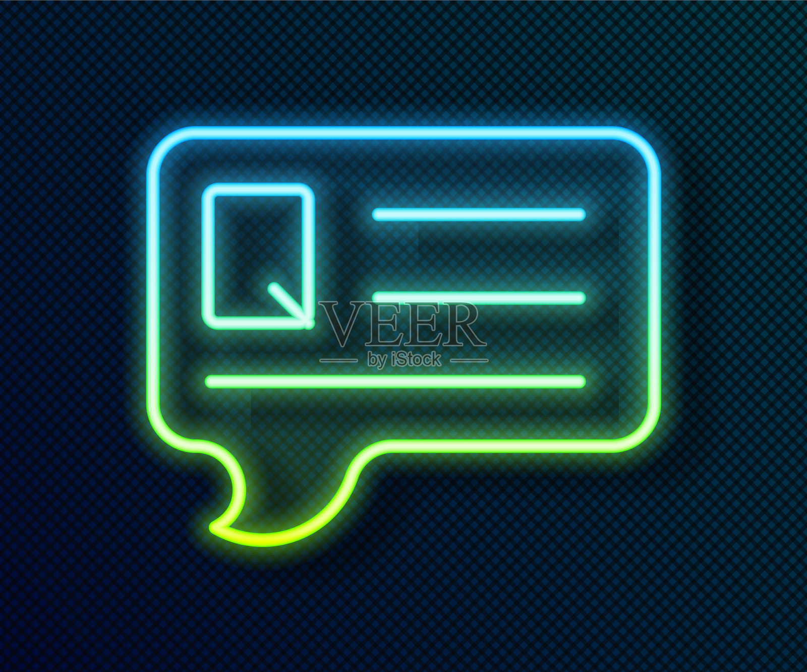 发光的霓虹灯线语音气泡与问题插画图片素材