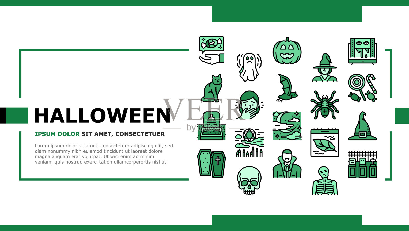 万圣节秋天季节假期登陆头插画图片素材