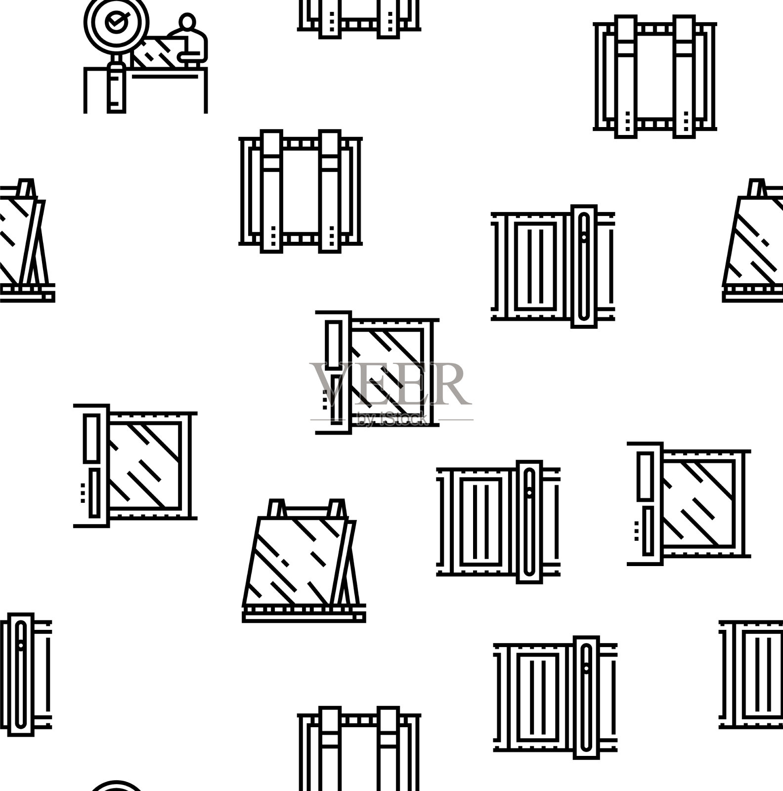 生产玻璃无缝图案的工厂插画图片素材