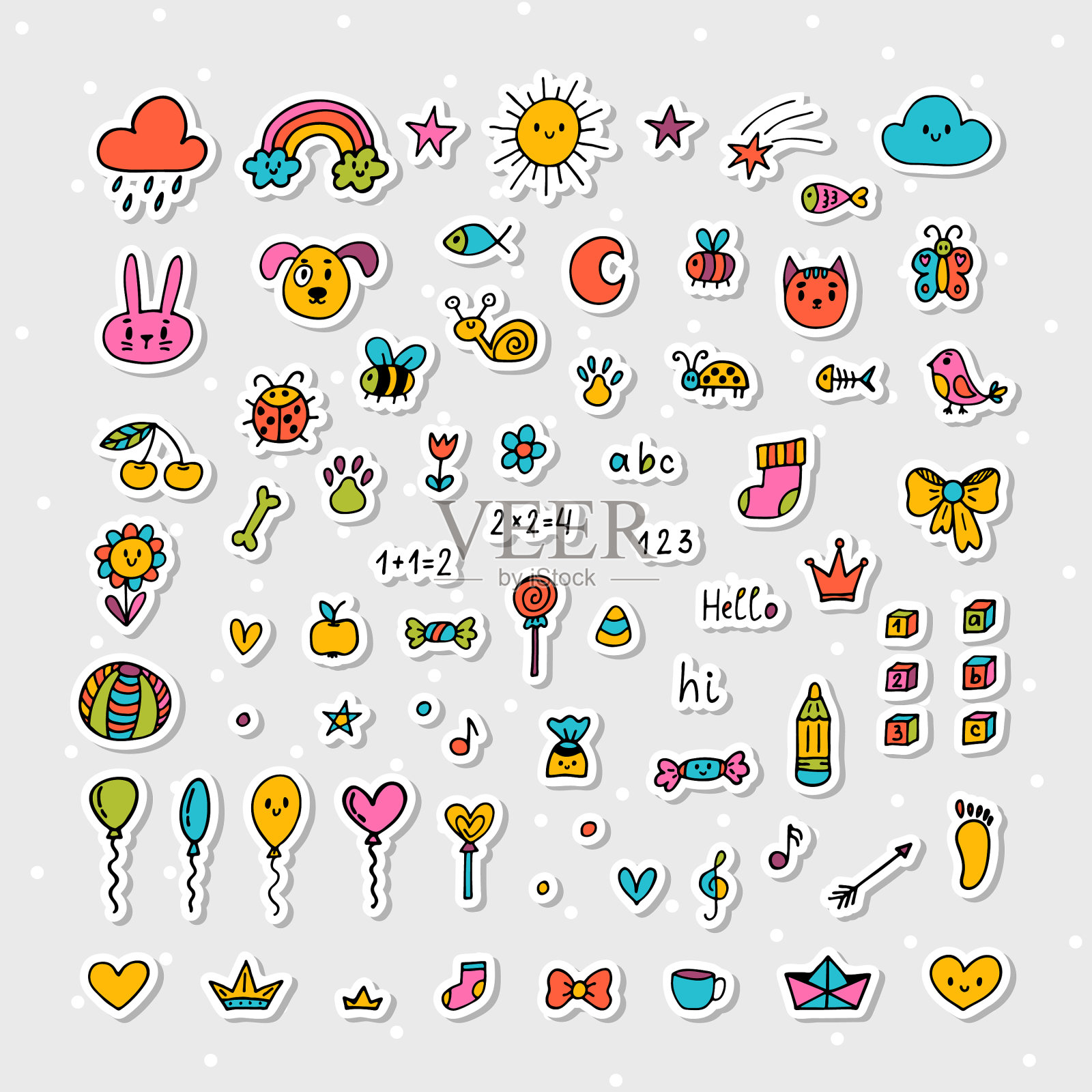 手绘贴纸系列，涂鸦系列图标素材