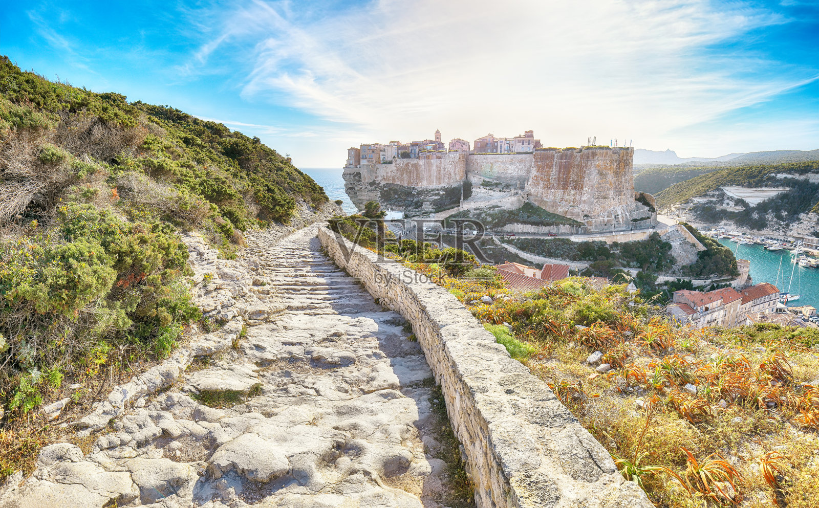 博尼法西奥老城令人惊叹的景色。照片摄影图片