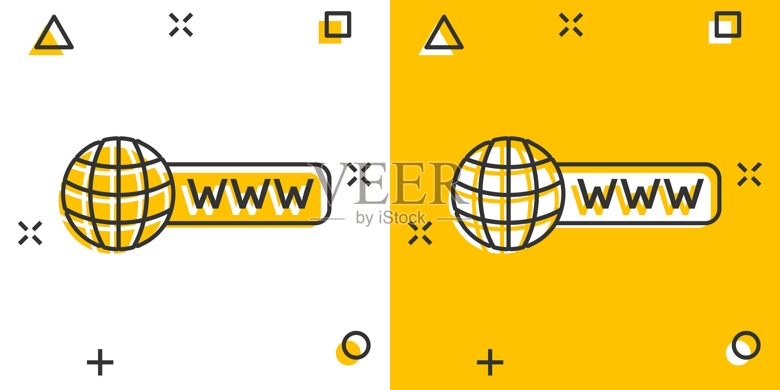 全球搜索图标在漫画风格的网站地址插画图片素材