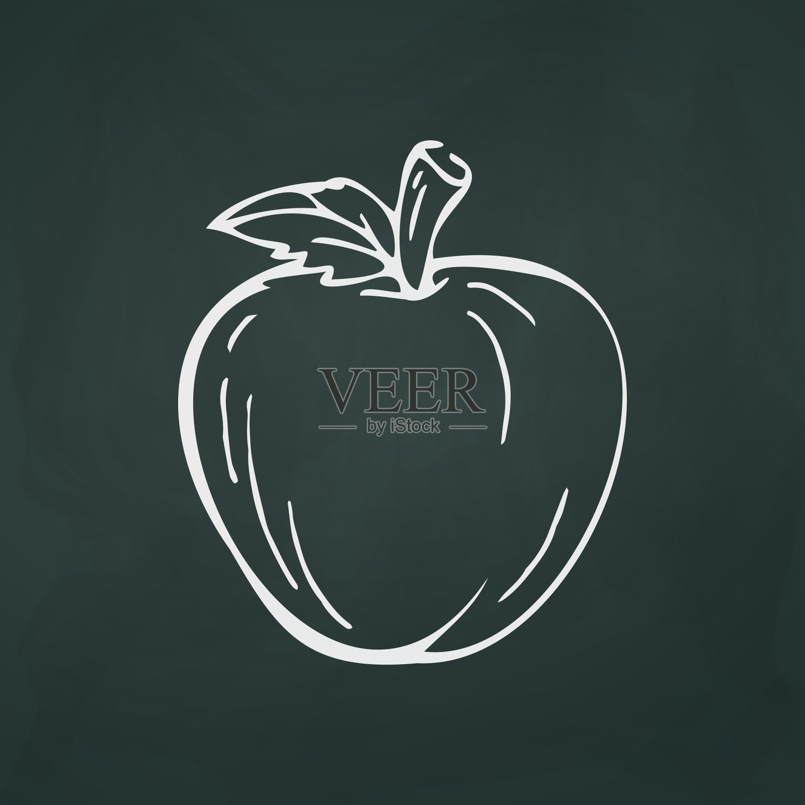 纹理黑色背景上的苹果细白线-矢量插画图片素材