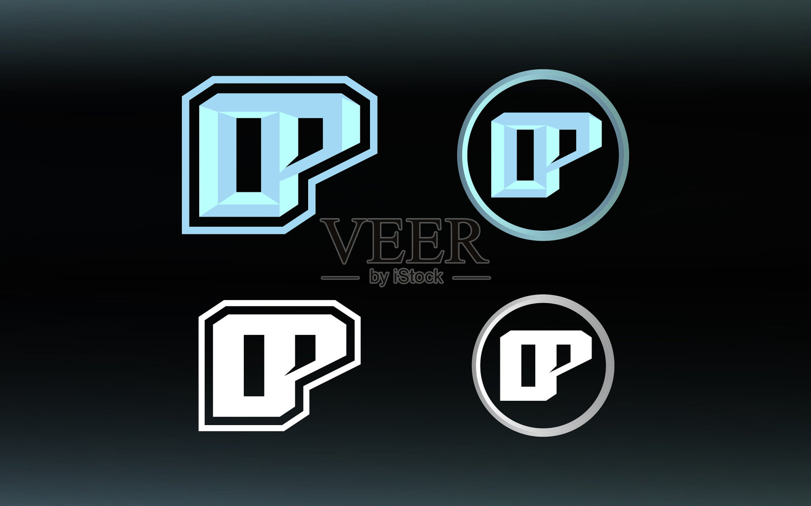 首字母op标志具有明亮的颜色插画图片素材