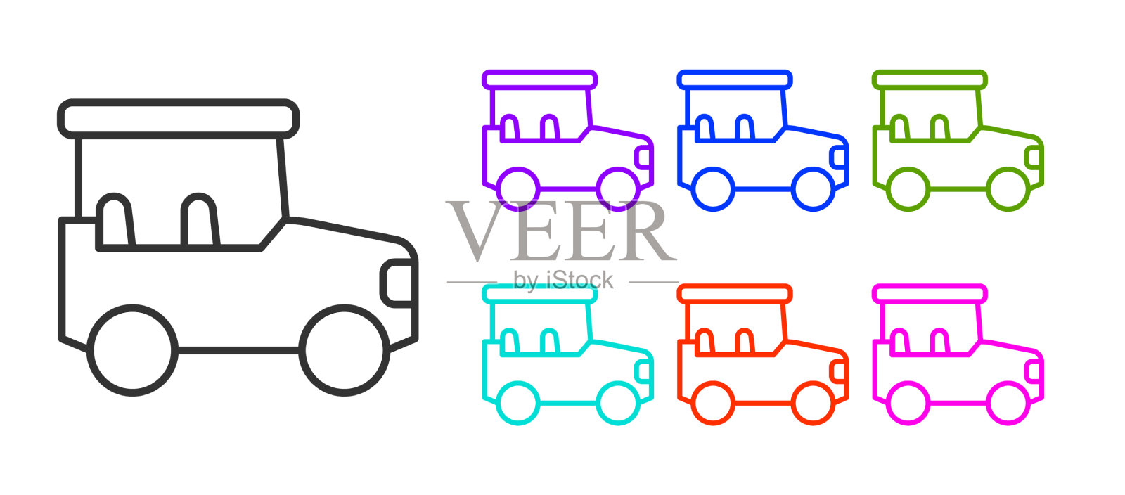 黑线游猎车图标孤立在白色插画图片素材