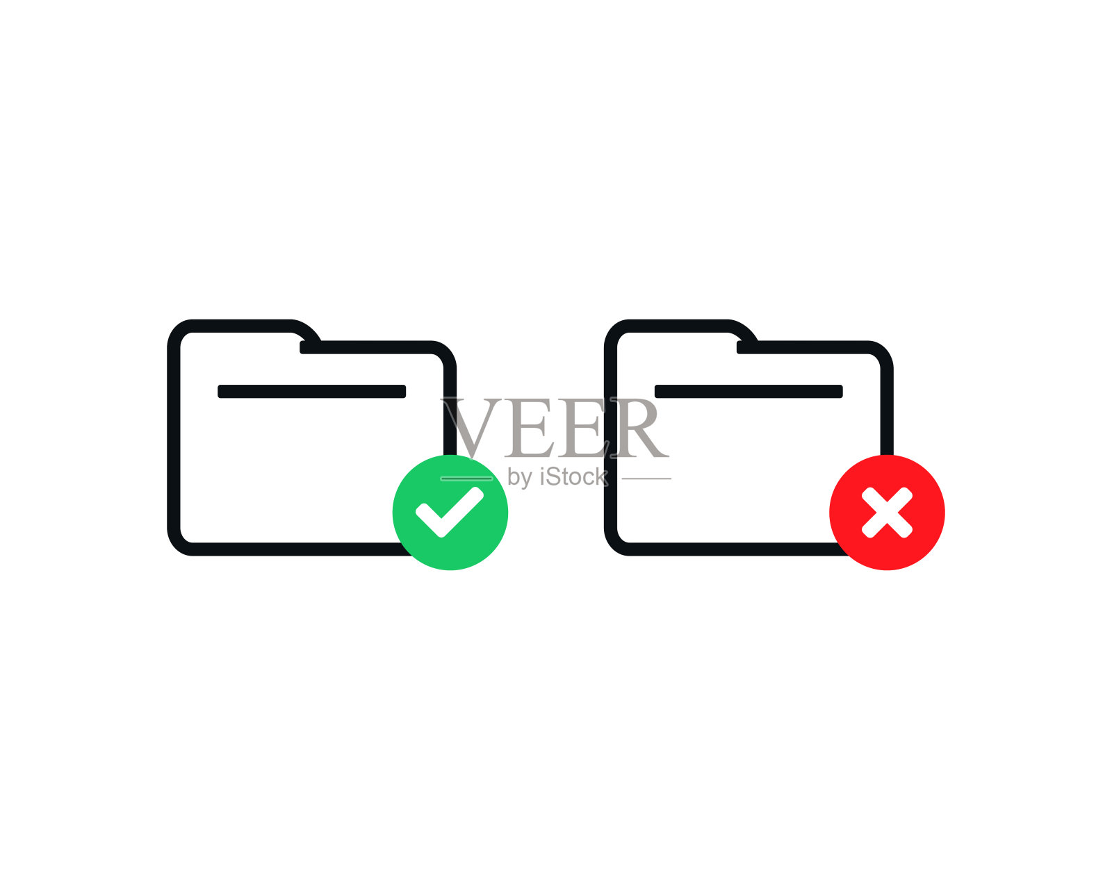 文件夹中文件的选中标记。矢量图插画图片素材