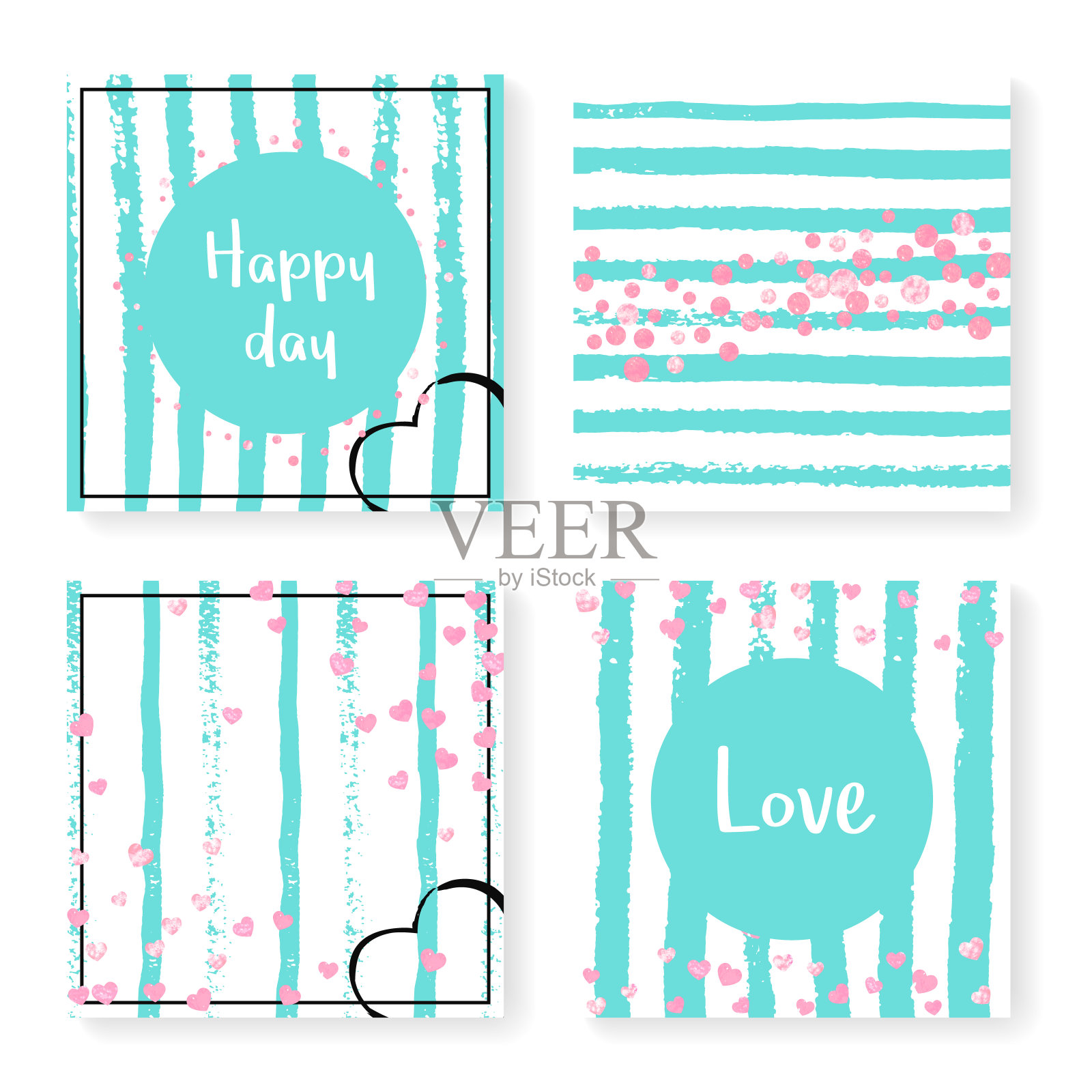 爱的模式。条纹浪漫的纺织品。白色设计模板素材