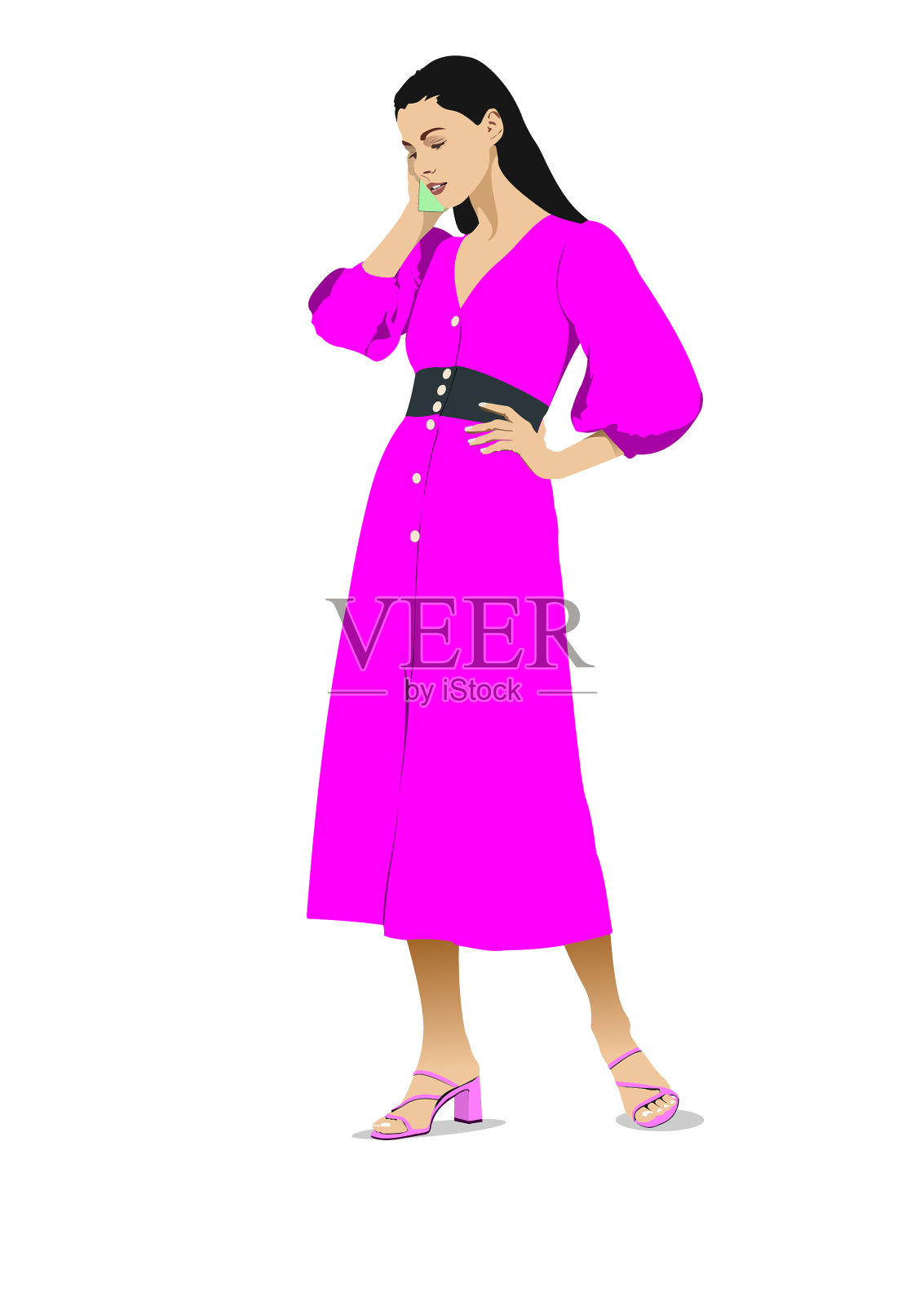 年轻女人在用智能手机聊天设计元素图片