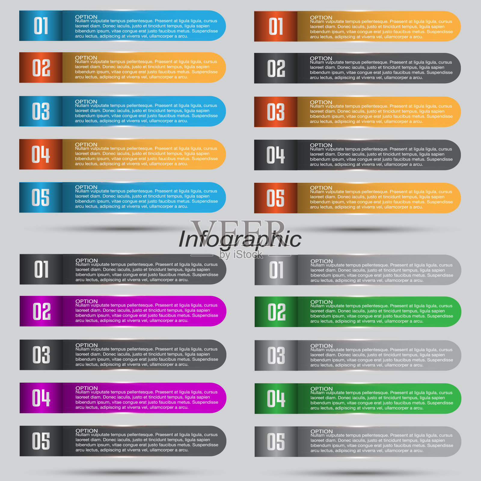 收集信息图形与步骤和选项，网页布局的横幅。插画图片素材