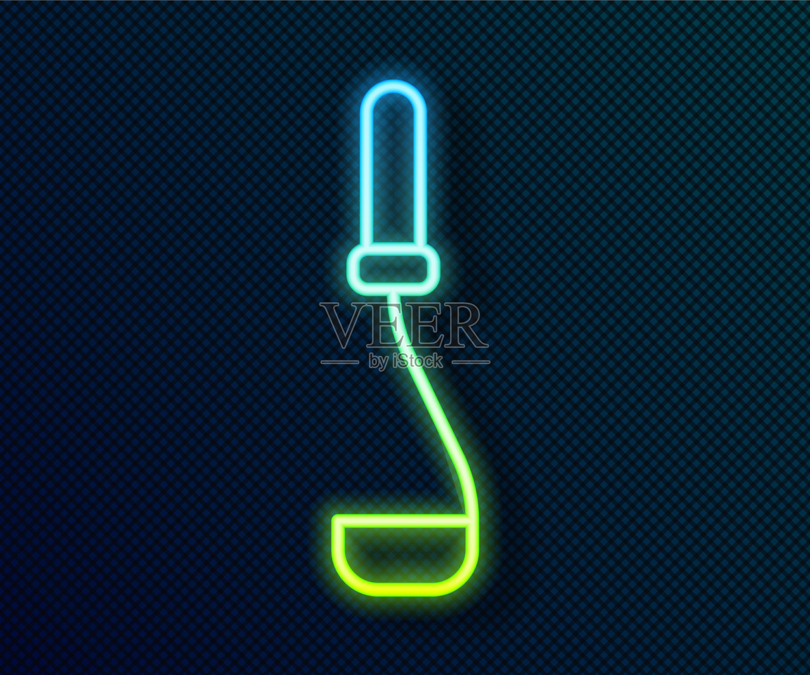 发光的霓虹灯线厨房勺子图标孤立上插画图片素材