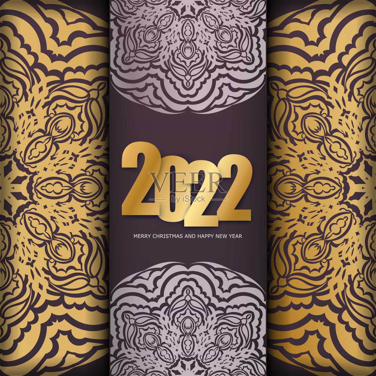 明信片模板2022年圣诞快乐勃艮第插画图片素材