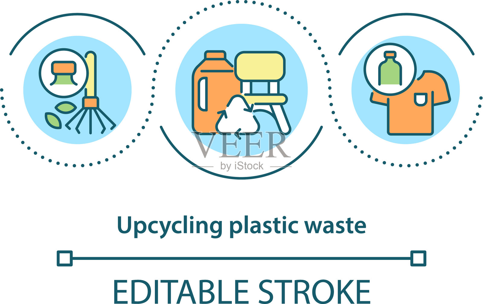 升级回收塑料废物的概念图标插画图片素材