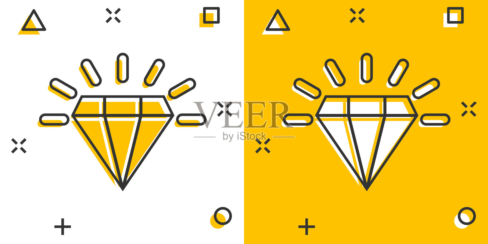 钻石宝石图标在漫画风格的宝石卡通插画图片素材