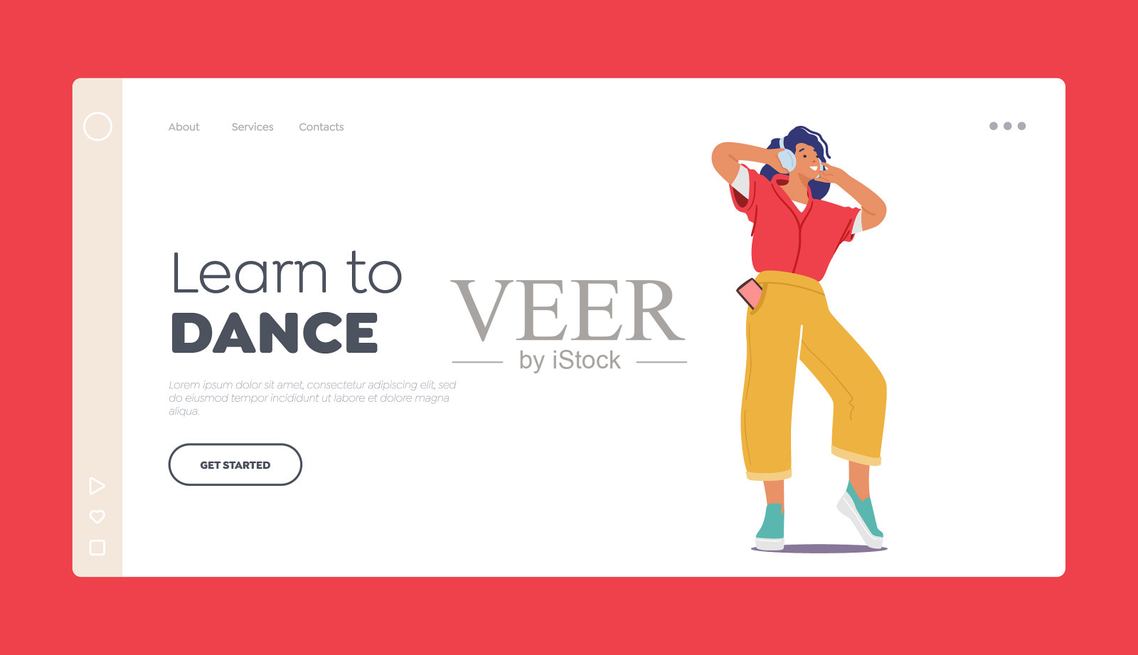 学习舞蹈登陆页面模板年轻的女人插画图片素材