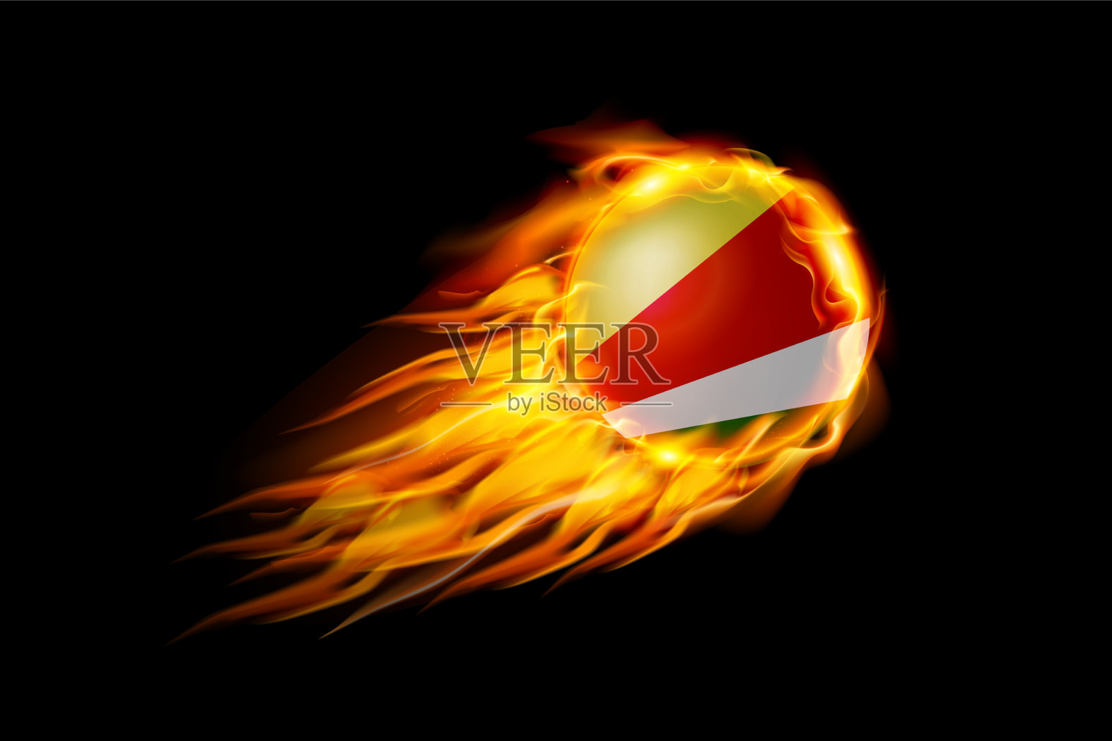 塞舌尔旗与火火球现实插画图片素材