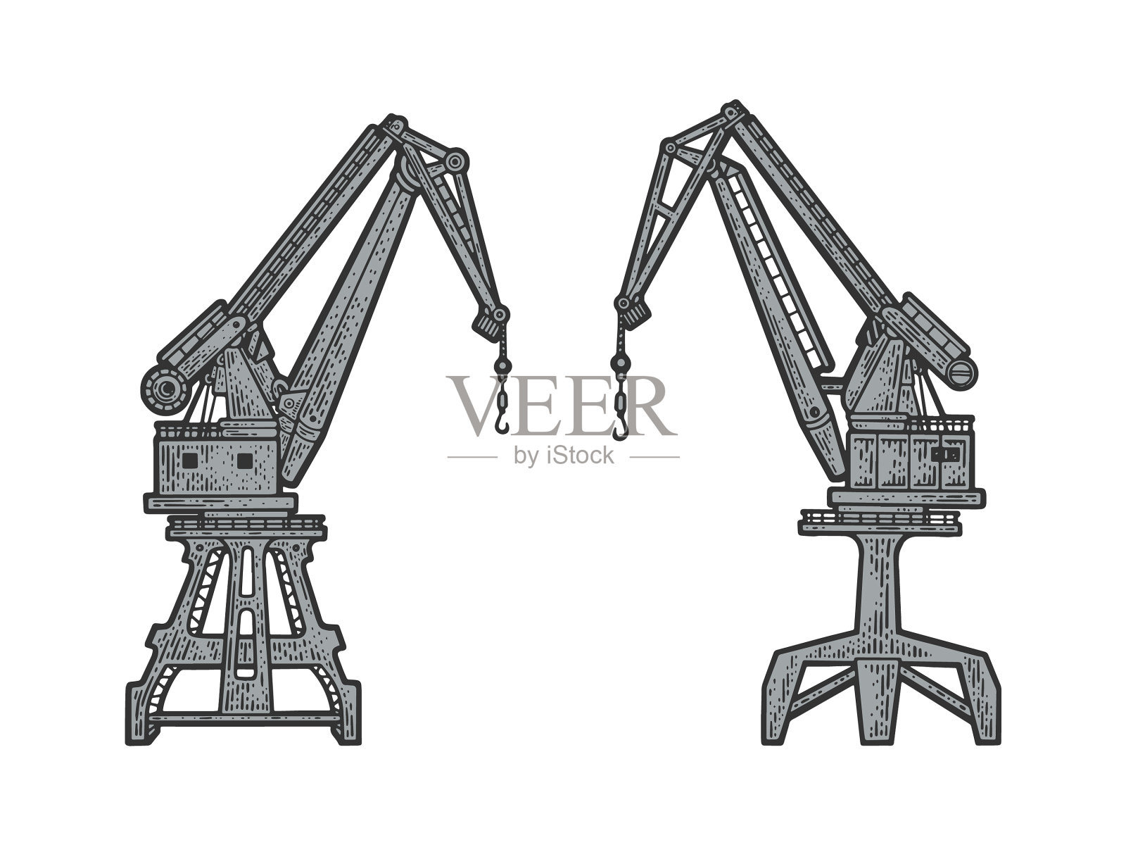 港口起重机草图插画图片素材