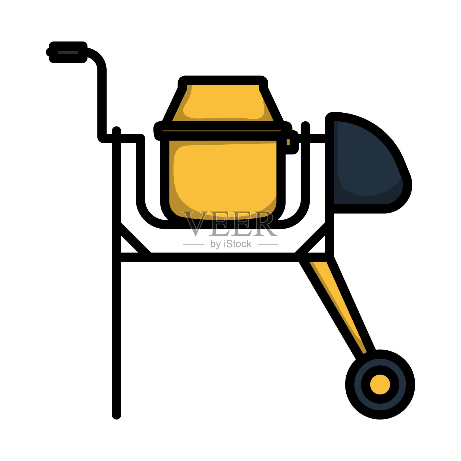 混凝土搅拌机图标插画图片素材