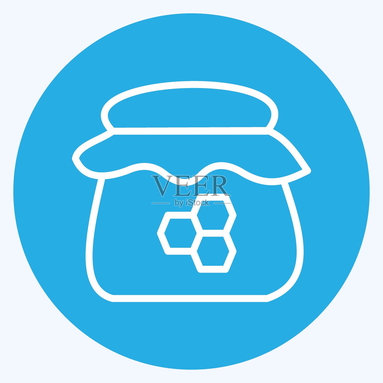 图标罐蜂蜜。适合蜜蜂农场使用。蓝眼睛的风格。简单的设计可编辑。设计模板向量。简单的说明插画图片素材