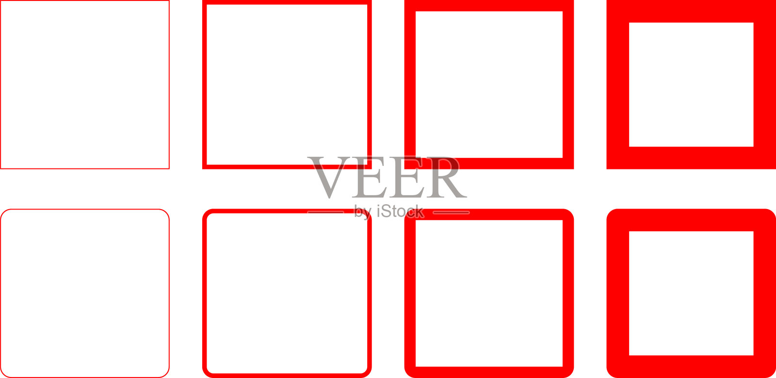 线条粗细变化的红色正方形框架插画图片素材