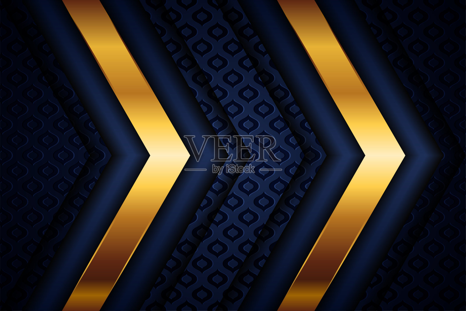 优雅的金色光多边形蓝色几何旗帜。豪华深色线条与纸材料层与金色条纹背景插画图片素材