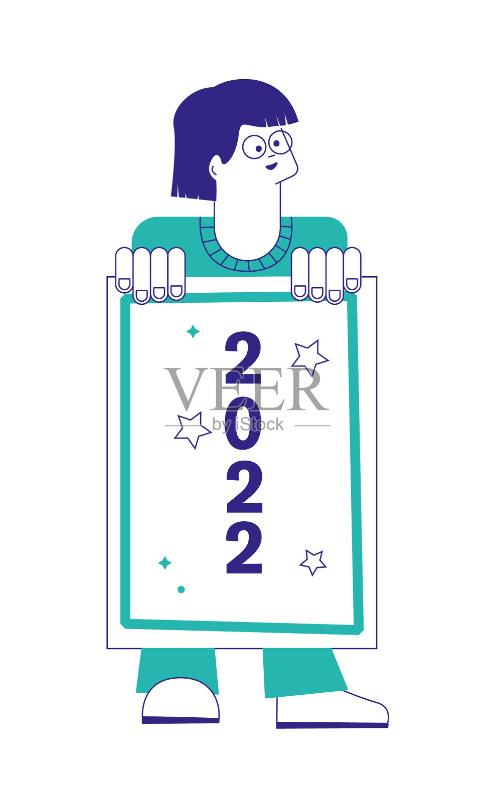 一名女子举着2022年的海报庆祝新年设计元素图片