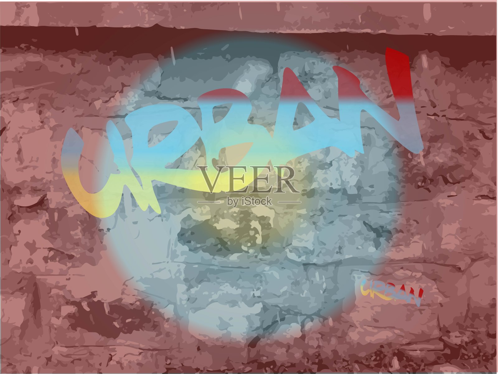 现实的街道墙涂鸦文本:城市插画图片素材