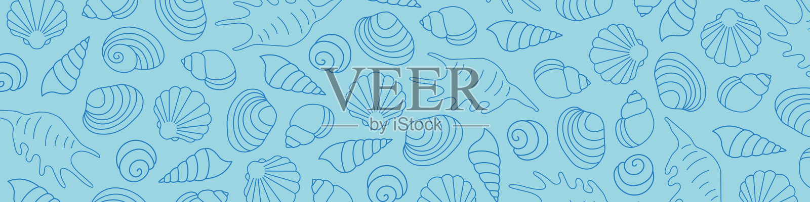 带有贝壳图案的横幅插画图片素材