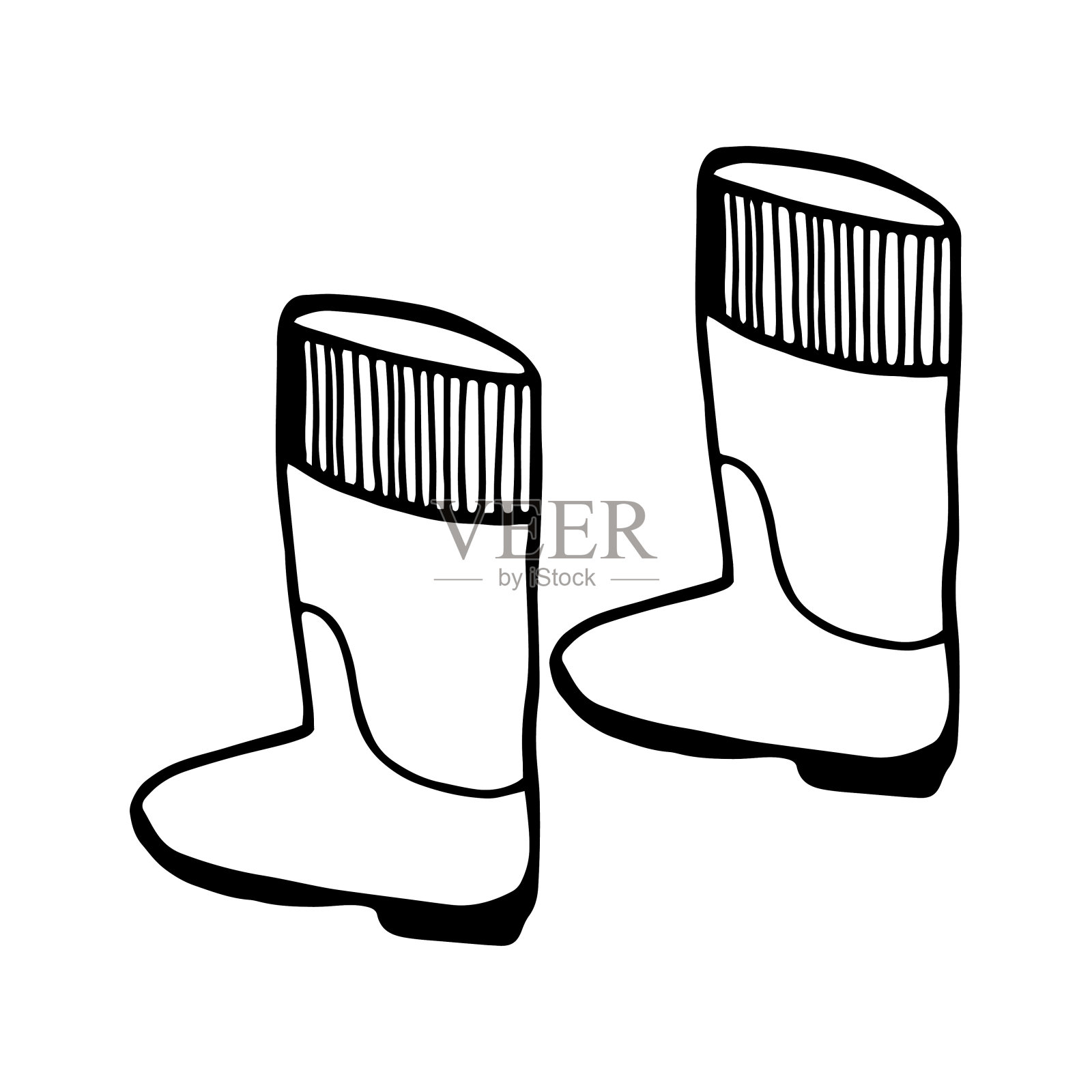 手绘涂鸦橡胶靴子图标。矢量插图。设计元素图片