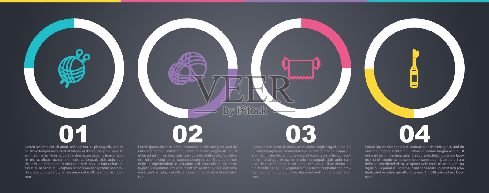 用针织针套线纱球插画图片素材